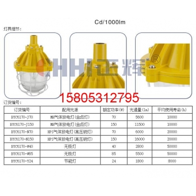 廠(chǎng)用防爆燈 BYC6170，錦程安全防爆燈，浙江正輝生產(chǎn)防爆燈